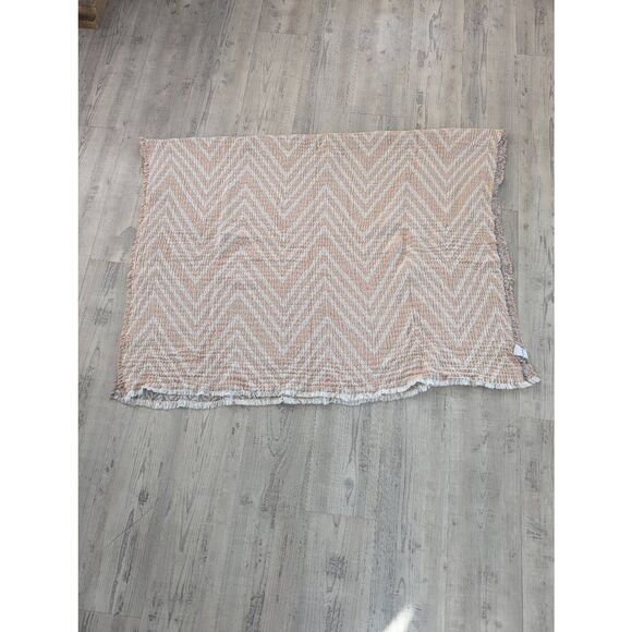 Piscatextil Throw Blanket cotton Chevron nude white gray neutral gauze - Picture 2 of 7